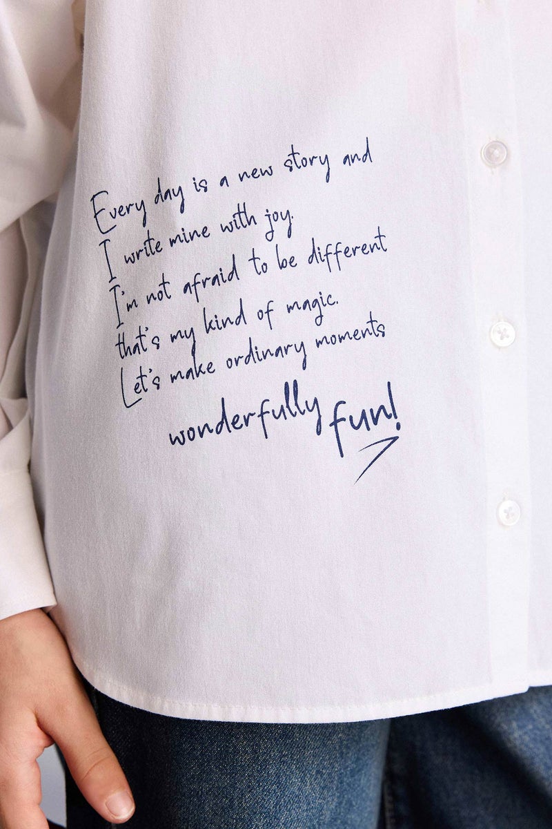 ديفاكتو قميص كم طويل بوبلين قصة عادية - Image 5